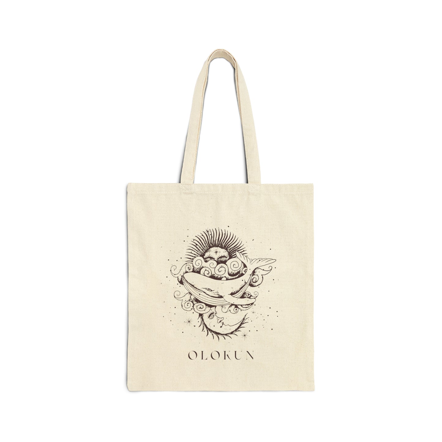 Olokun whale Cotton Canvas Tote Bag