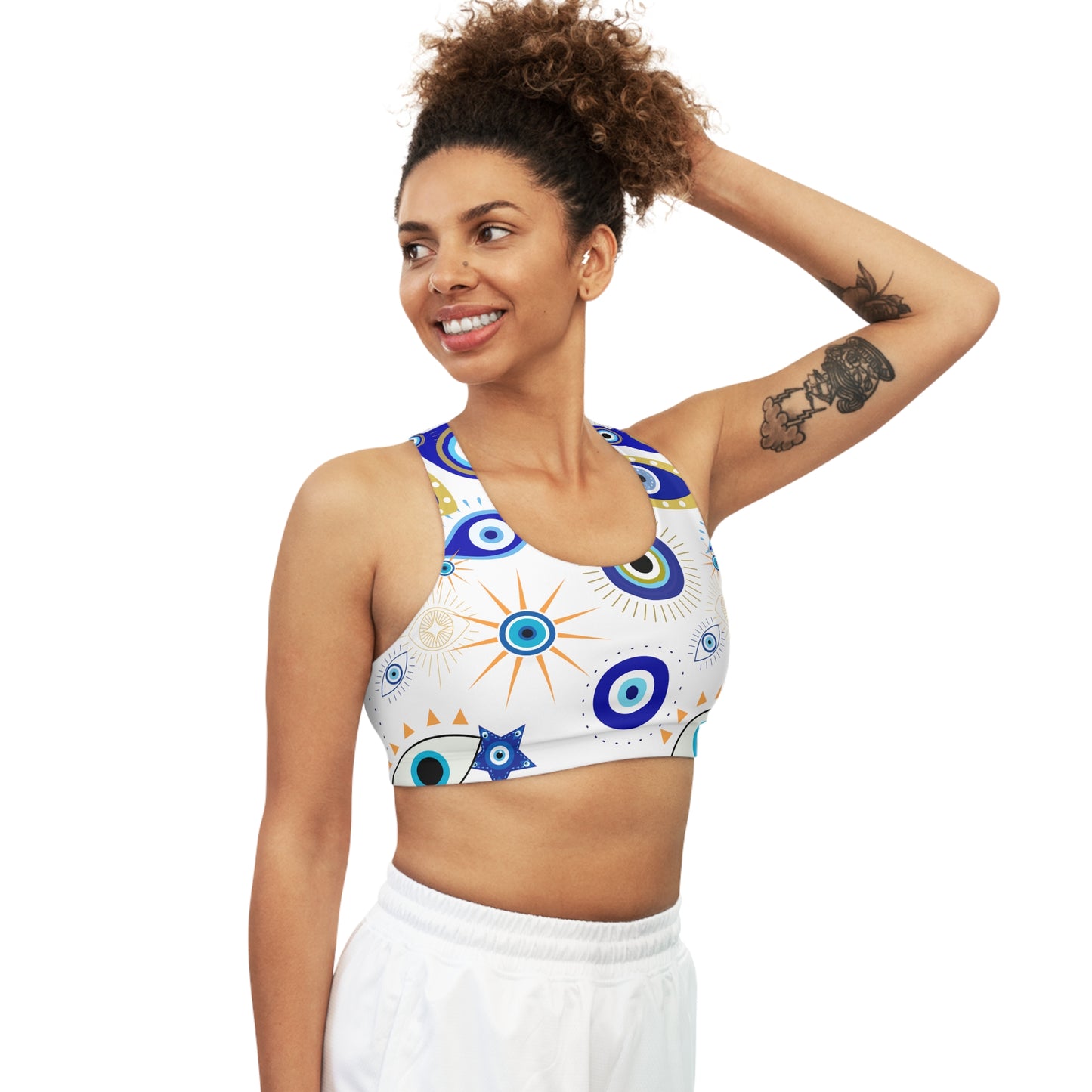 Evil Eye-Seamless Sports Bra (AOP)