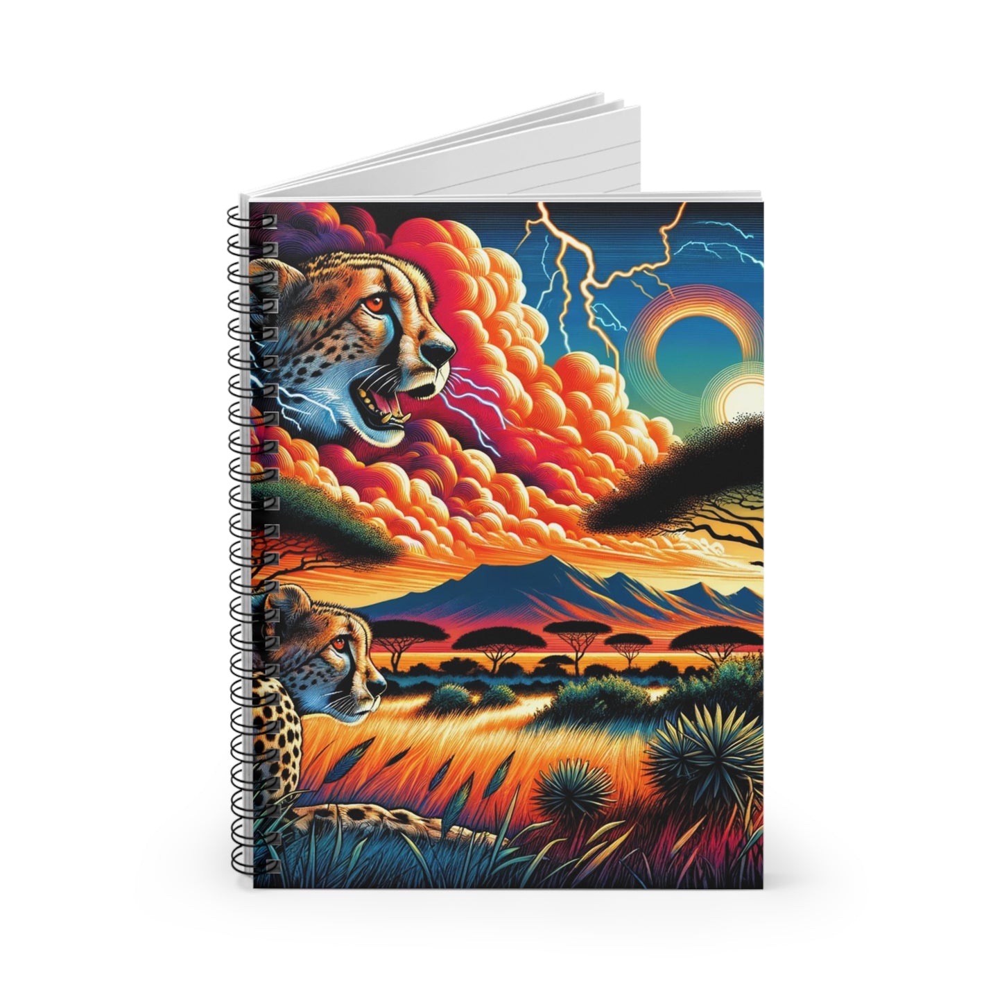 African Cheetah Sunset Spiral Notebook - Ruled Line