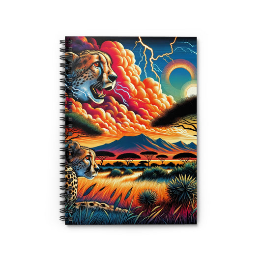 African Cheetah Sunset Spiral Notebook - Ruled Line